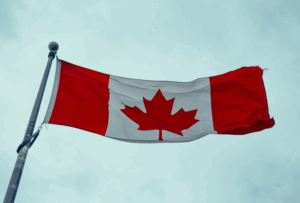 Canadian Flag against a stormy sky