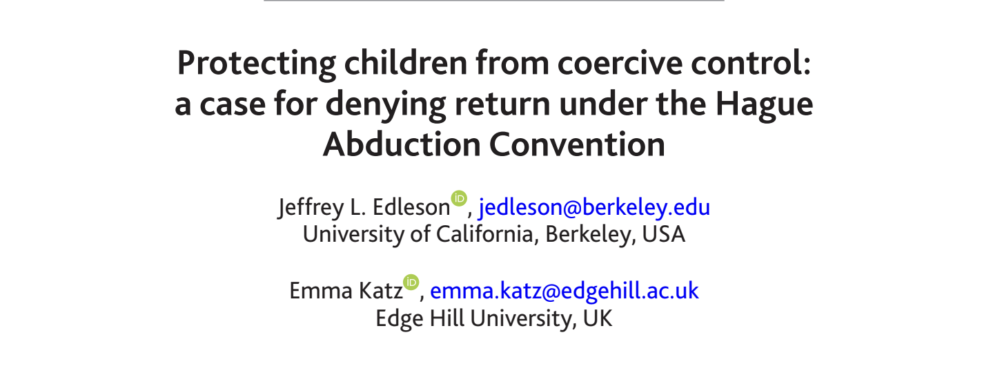 Protecting children from coercive control: a case for denying return under the Hague Abduction Convention